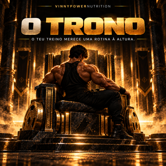 Cadeira de treino "The Throne" da VinnyPowerNutrition, com estrutura robusta e assento confortável para exercícios de musculação.