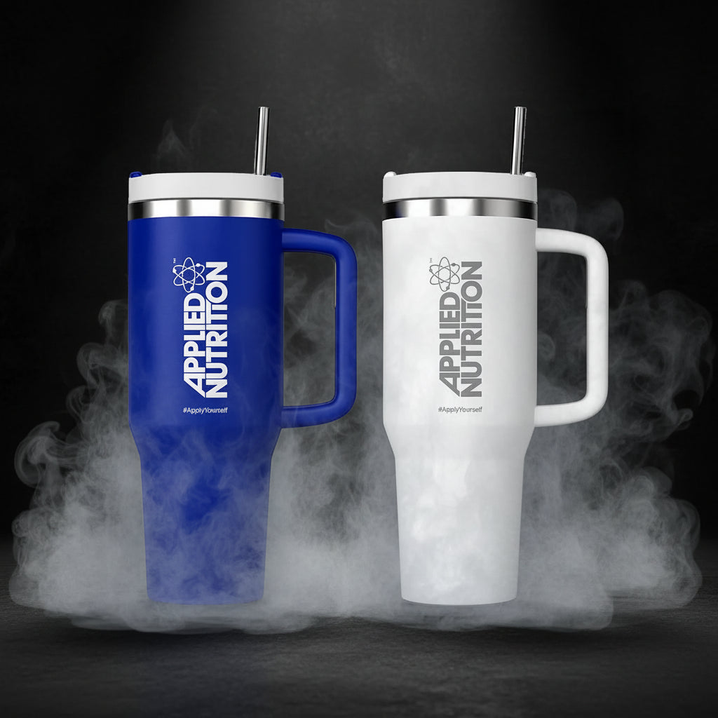 Copo térmico Cooler Tumbler de 1200ml da Applied Nutrition, com acabamento em aço inox e tampa de vedação.