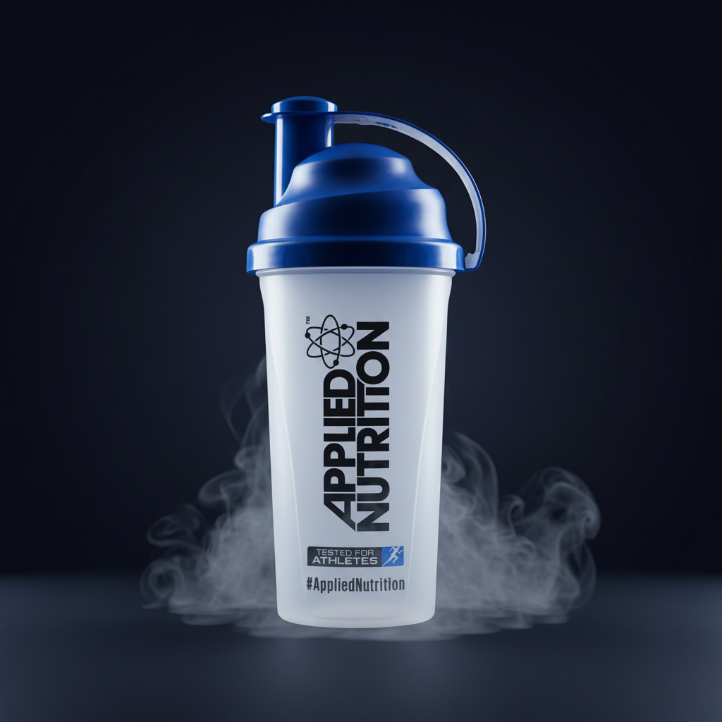 Shaker de 700ml da Applied Nutrition com tampa segura, ideal para misturar suplementos e bebidas energéticas.