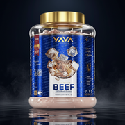 Proteína bovina premium YAVA Labs 2 kg em embalagem preta e vermelha