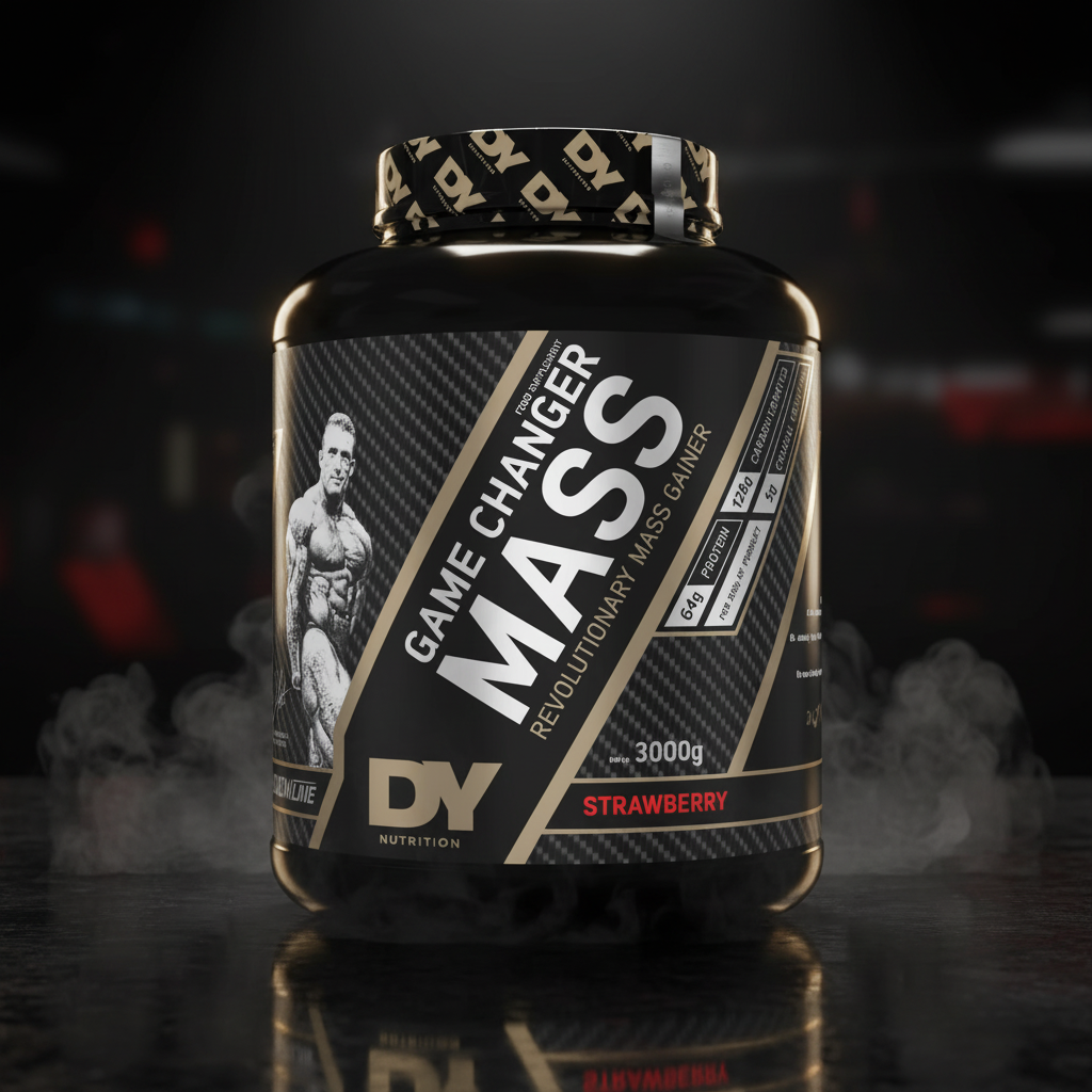 Pote de 3kg de Game Changer Mass da Dorian Yates, suplemento de ganho de peso com sabor e textura visíveis na imagem.