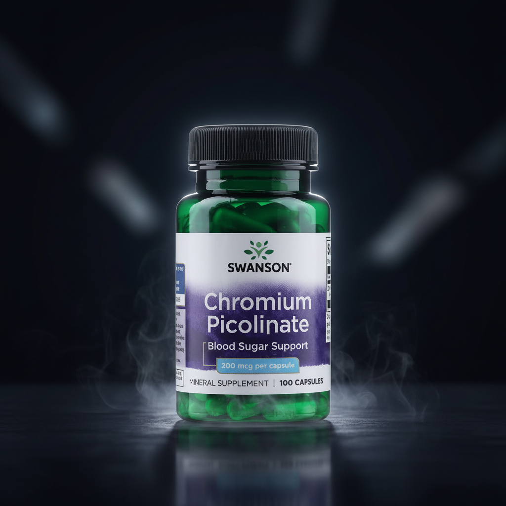 Cápsulas de Picolinato de Cromo 200mcg da Swanson, embalagem com 100 unidades, suplemento de minerais para saúde.