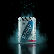 Suplemento Dorian Yates Slender Cellulite & Fat Burner em pote de 450g, com cápsulas e rótulo visível.