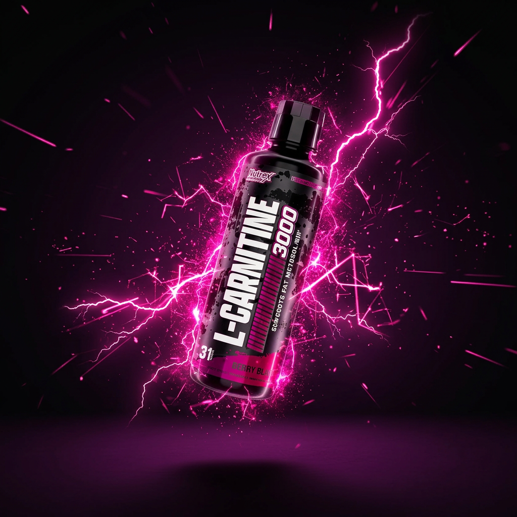 Frasco de L-Carnitine 3000 Nutrex, suplemento alimentar em embalagem branca e vermelha