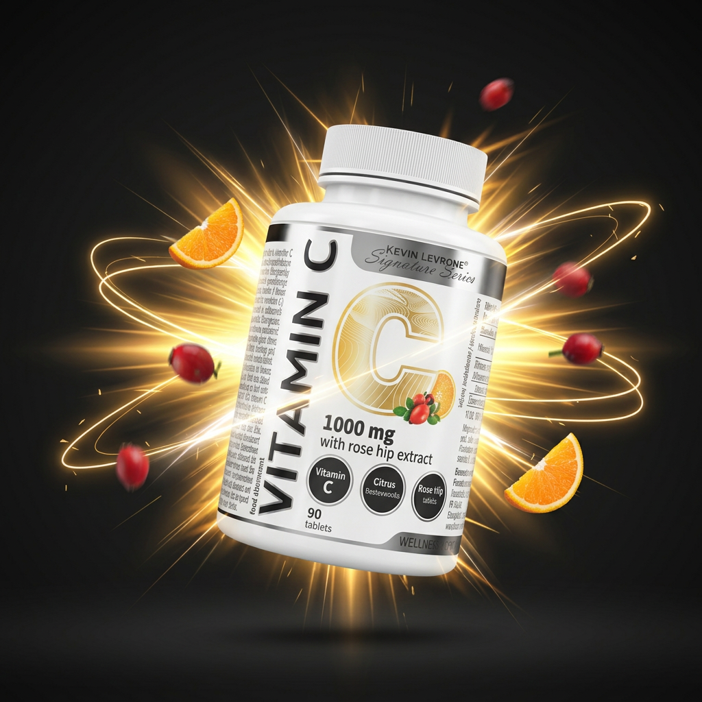 Vitamina C 1000 mg com extrato de rosa-mosqueta Kevin Levrone, frasco com 90 comprimidos