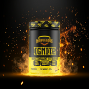 Frasco Marvellous IGNITE, queimador de gordura sem estimulantes, com rótulo preto e detalhes em vermelho
