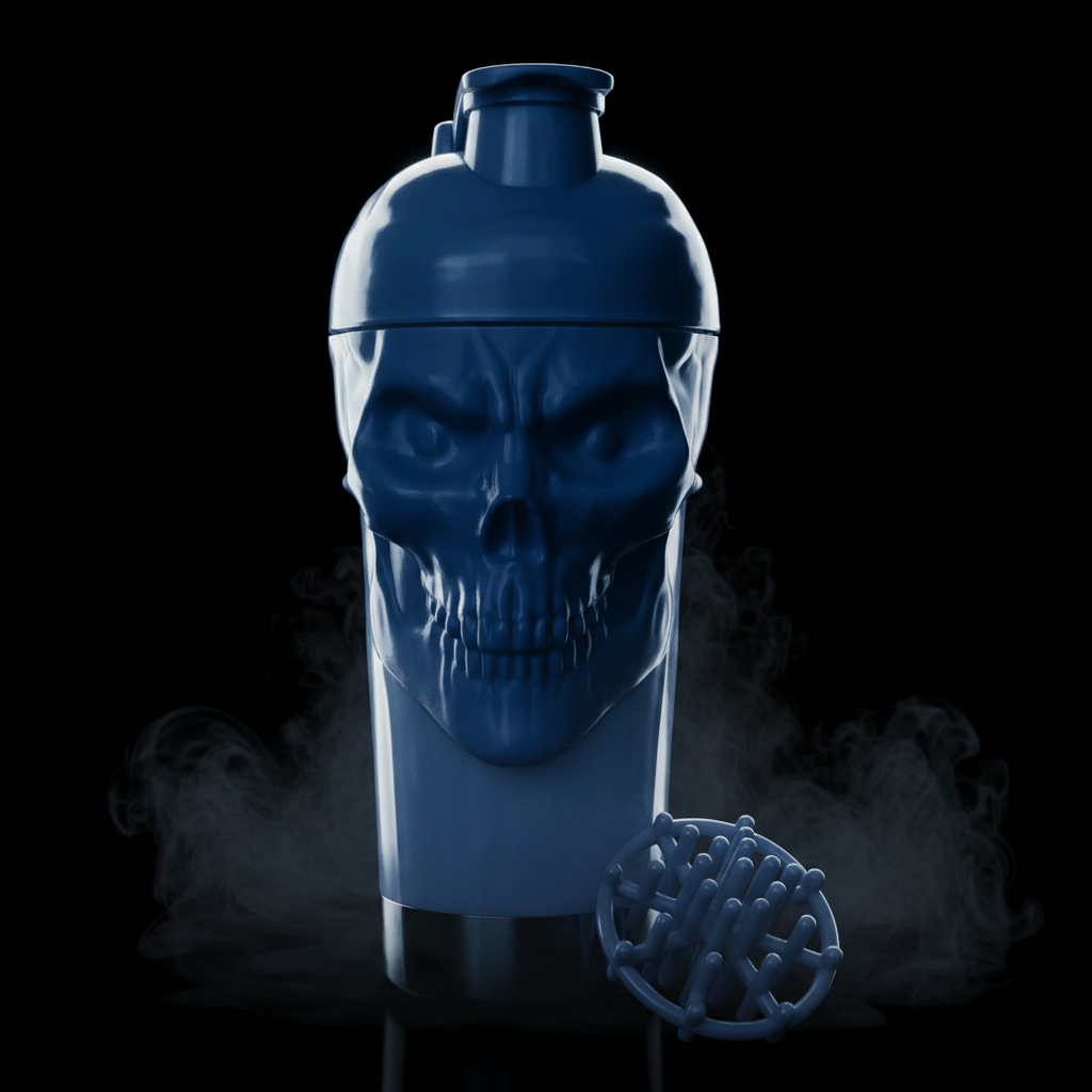 Shaker Skull The Curse JNX Sports, capacidade de 700ml, com design de caveira e tampa segura, para bebidas esportivas.