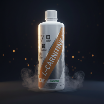 Suplemento L-Carnitine XL da Dorian Yates, frasco com cápsulas para suporte à queima de gordura e energia.