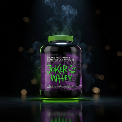 Proteína Joker Whey 2,3kg em pó, suplemento de alta qualidade para ganho de massa muscular, em embalagem com scoop incluso.