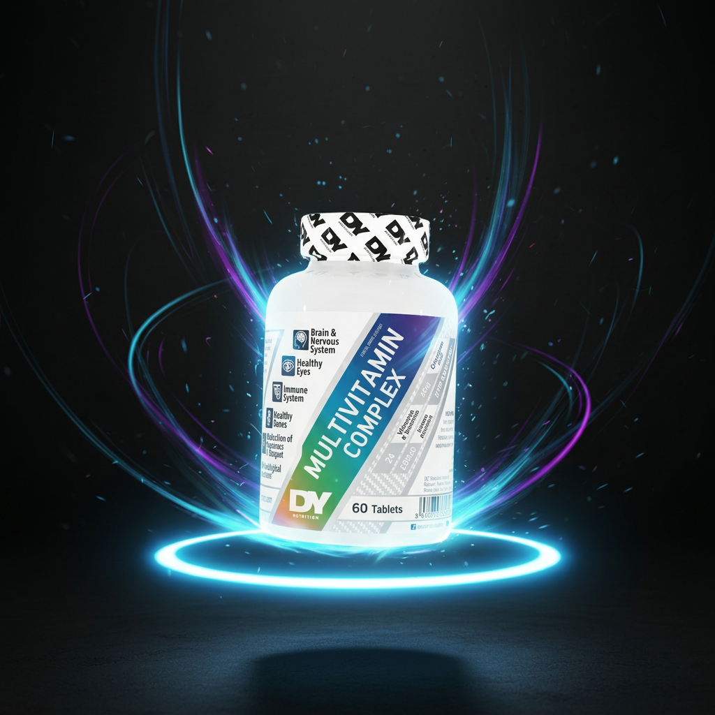 Complexo multivitamínico DY Nutrition Dorian Yates com 60 comprimidos, suplemento de vitaminas e minerais para saúde e energia.