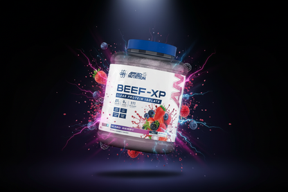 Pote de 1,8kg de Beef-XP da Applied Nutrition, suplemento de proteína de carne, com rótulo visível e tampa na embalagem