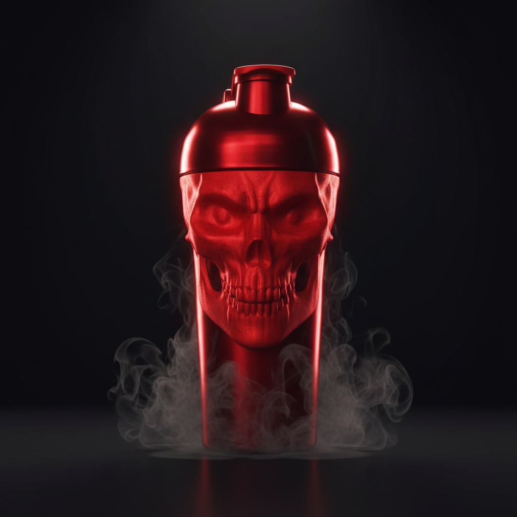 Shaker de caveira The Curse Skull Shaker JNX Sports, capacidade de 700ml, design robusto com detalhes de caveira em plástico preto