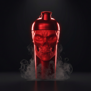 Shaker de caveira The Curse Skull Shaker JNX Sports, capacidade de 700ml, design robusto com detalhes de caveira em plástico preto