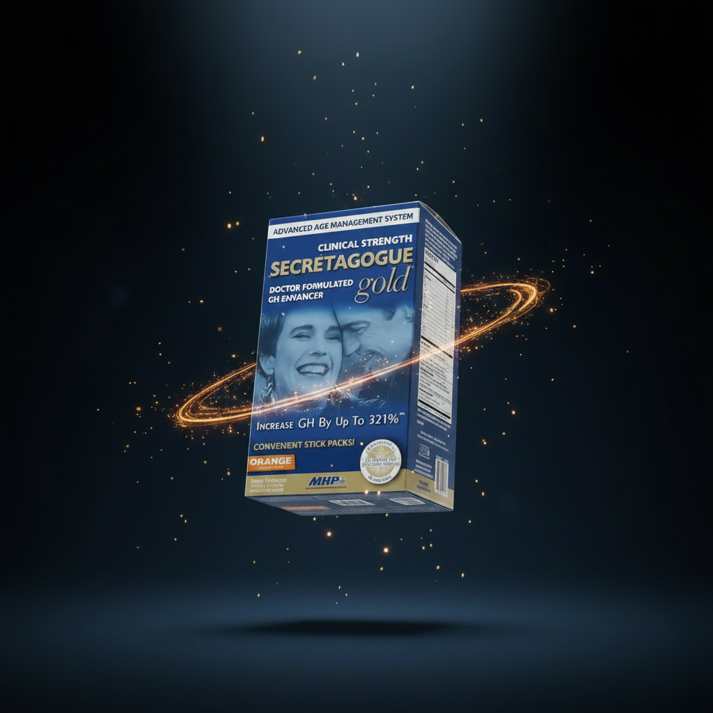 Sachets de Clinical Strength Secretagogue Gold da VinnyPowerNutrition, sabor laranja, suplemento para saúde e bem-estar.