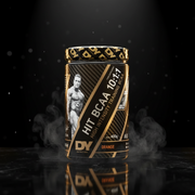 Pote de HIT BCAA 10:1:1 Dorian Yates, suplemento de aminoácidos em pó de 400g, com embalagem e rótulo visíveis.