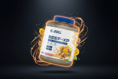 Imagem de embalagem de Beef-XP 1,8kg da Applied Nutrition, suplemento de proteína bovina em pote.