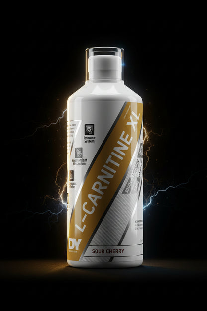 Suplemento de L-Carnitina XL da Dorian Yates, frasco com cápsulas para suporte à queima de gordura e energia.