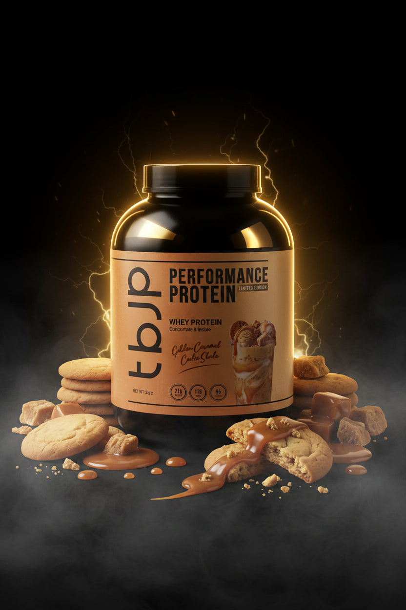 Pote de 2kg de Performance Protein Limited Edition da TBJP, suplemento de proteína para treino, com rótulo e tampa visíveis.
