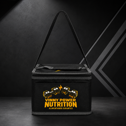 Bolsa térmica Vinny Power Nutrition para almoço, com alça e compartimentos para manter alimentos frescos e organizados.