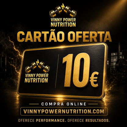 Cartão-presente VPN VinnyPowerNutrition, destaque para proteção de privacidade online e segurança digital.