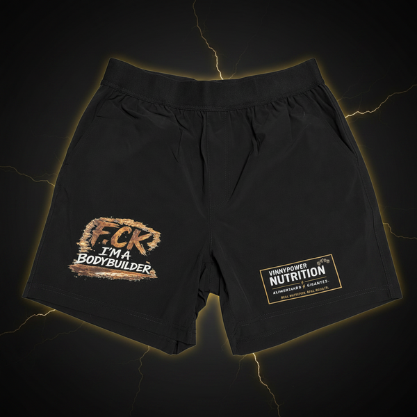 Calções VinnyPowerNutrition F.CK I'M A BODYBUILDER, shorts esportivos masculinos com estampa motivacional, tecido confortável e ajustável