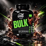 Frasco de whey isolate Bulk CFM Marvellous sabor chocolate com detalhes em neon verde, proteína em pó para suplementação.