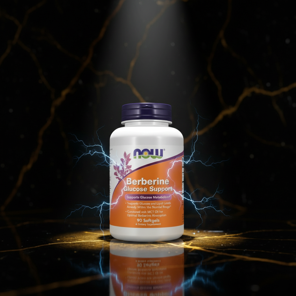 NOW Berberine Glucose Support softgels, 90 capsules, with herbal supplement ingredients to promote healthy blood sugar levels.