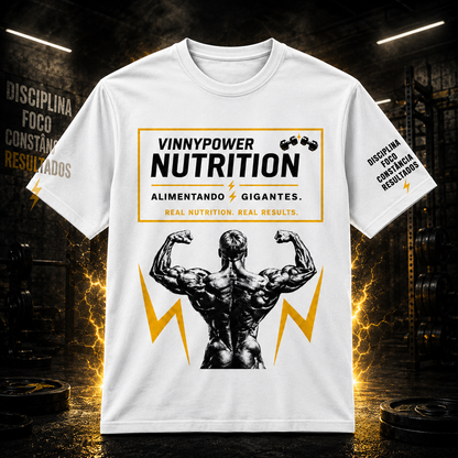 Camisa oversized VinnyPowerNutrition "I'm a Bodybuilder" com estampa, feita de algodão, em cores vibrantes.