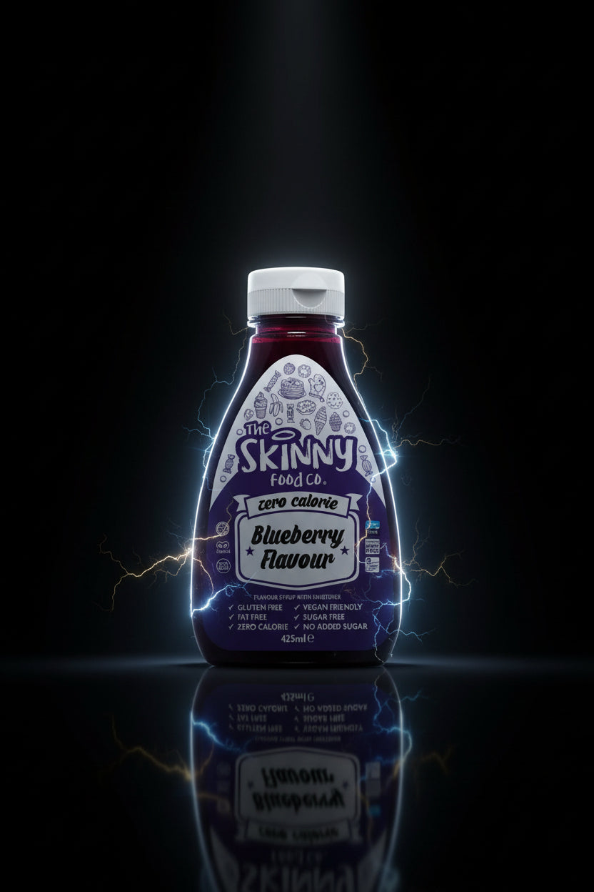 Molho Skinny Sauces de 425ml da The Skinny Food, garrafa com rótulo azul e branco, ideal para culinária saudável.