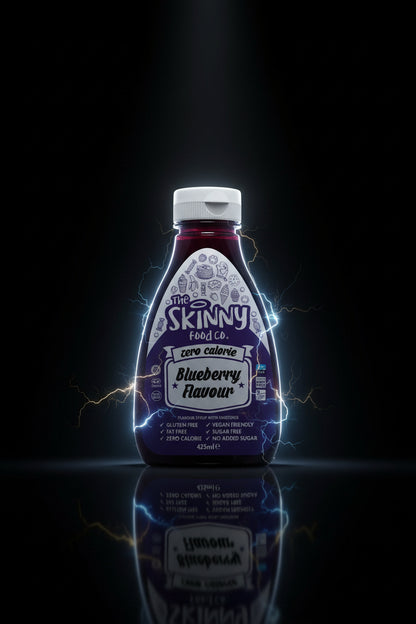Molho Skinny Sauces de 425ml da The Skinny Food, garrafa com rótulo azul e branco, ideal para culinária saudável.