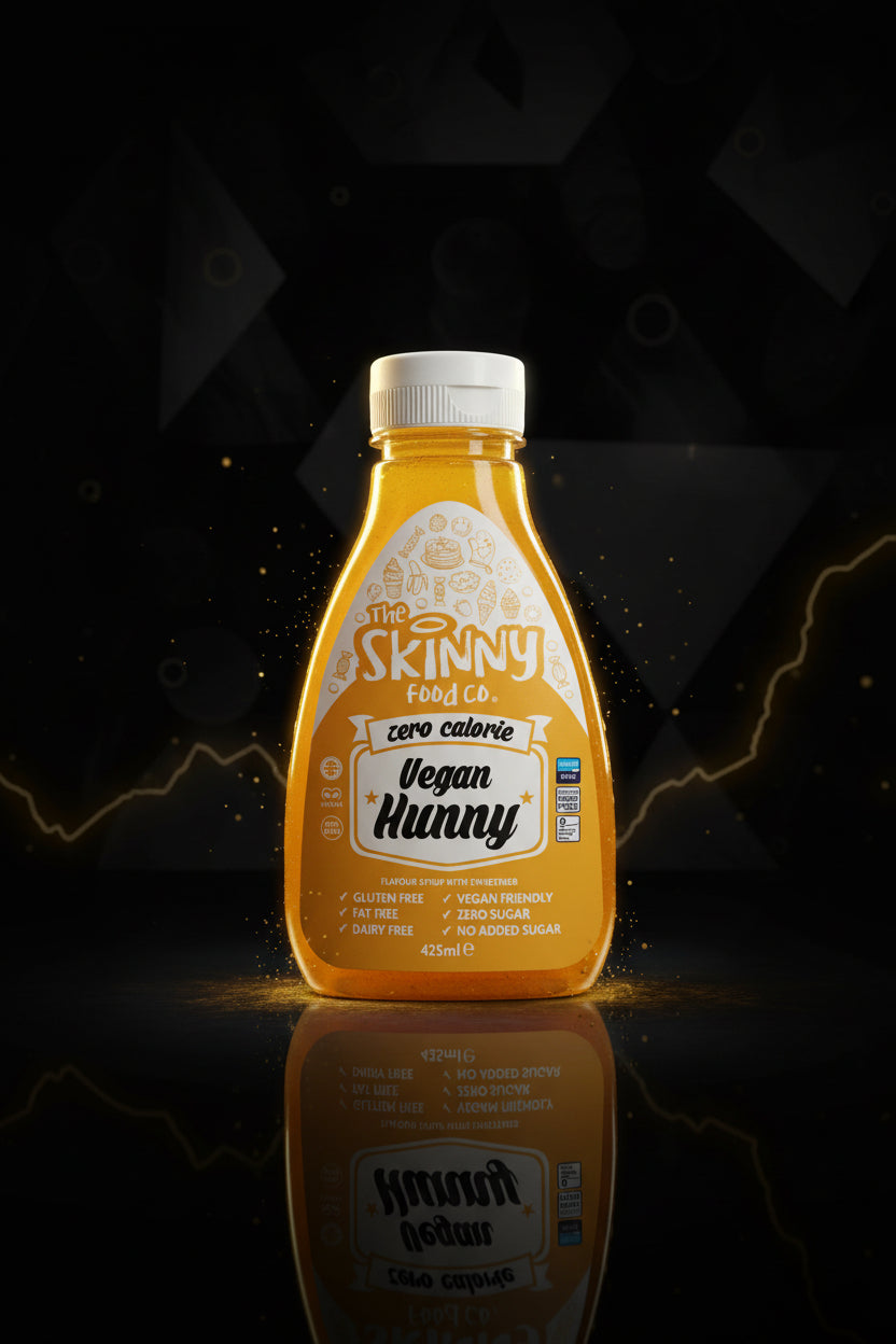 Molho Skinny Sauces de 425ml da The Skinny Food, embalagem com frasco de vidro e rótulo colorido.