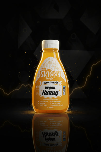 Molho Skinny Sauces de 425ml da The Skinny Food, embalagem com frasco de vidro e rótulo colorido.