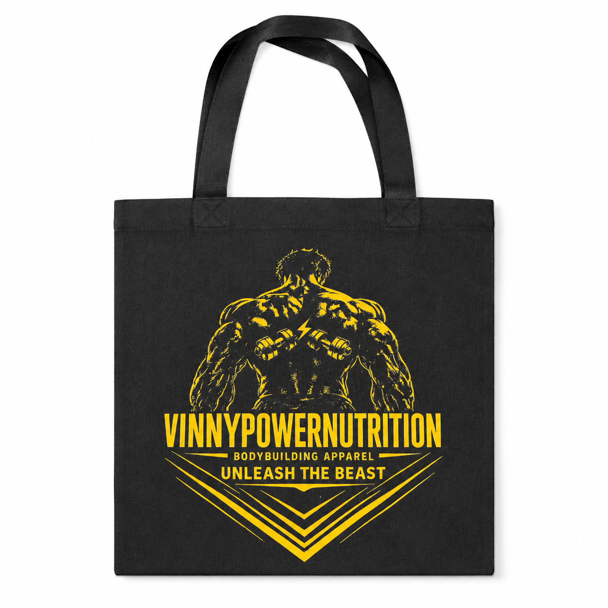 Saco de praia VinnyPowerNutrition Unleash The Beast, bolsa grande com alças resistentes, ideal para levar itens de praia.