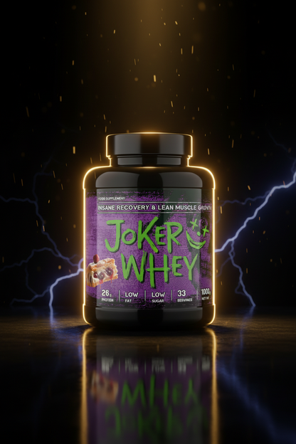 Pote de 2,3kg de whey protein Joker, com embalagem de pó de proteína para suplementação esportiva.