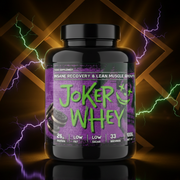 Whey protein Joker sabor cookies and cream, embalagem de 2,3 kg em destaque.