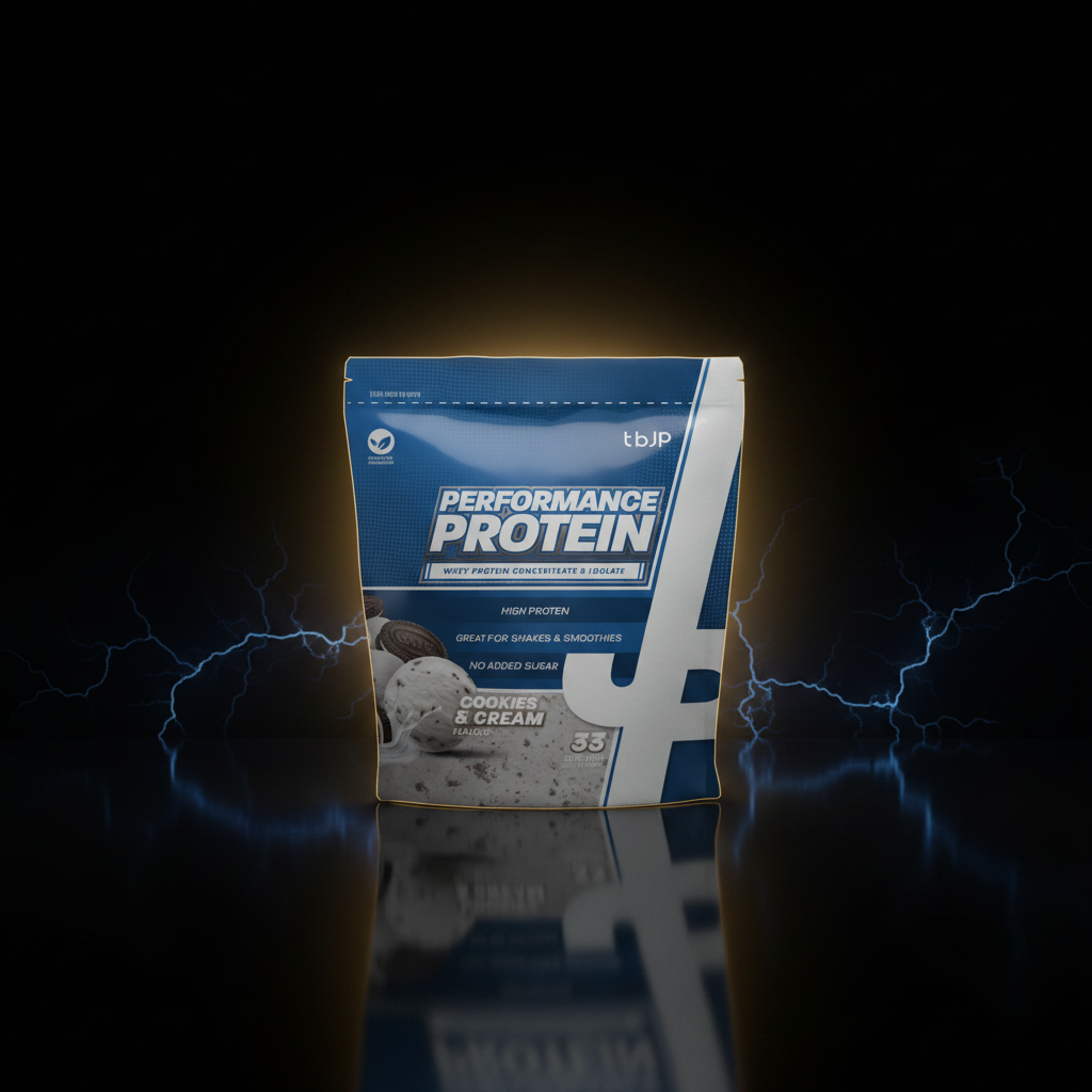 Proteína Performance TBJP de 1kg com sabor Cookies Cream, whey concentrada e isolada, embalagem de pó de proteína para musculação