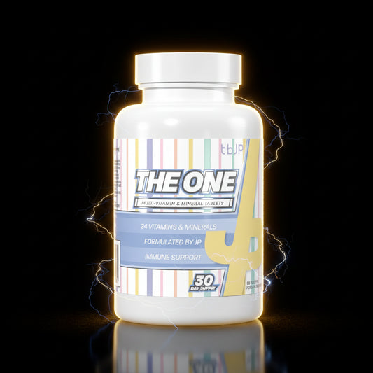 Imagem de embalagem do multivitamínico e minerais completo THE ONE da TBJP, destacando o frasco com rótulo colorido.