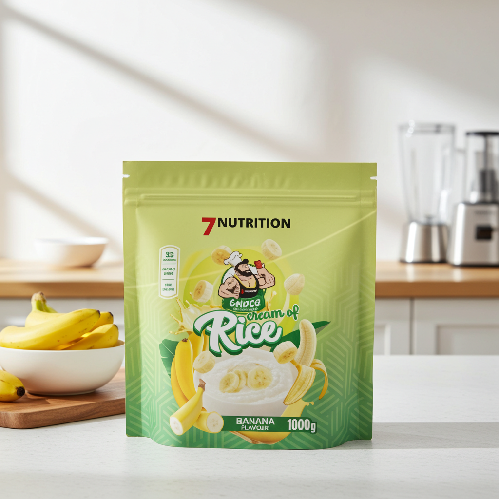 Creme de arroz 7 Nutrition, embalagem de 1kg, com textura cremosa e nutritiva, ideal para dietas saudáveis.