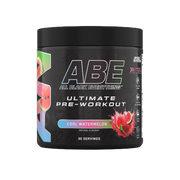 Pre-workout Applied Nutrition ABE Ultimate com sabor de melancia, embalagem preta, 375g, energia e desempenho para treinos.