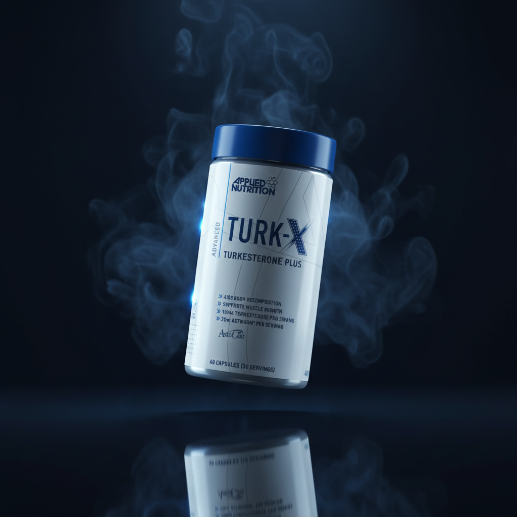 Cápsulas de Turkesterone Plus Turk-X da Applied Nutrition, embalagem com 60 cápsulas, suplemento para performance e força.