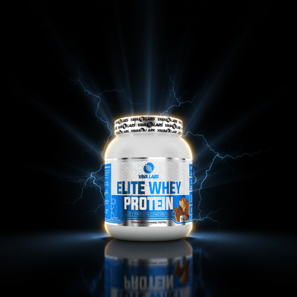 Imagem de embalagem de 1kg de Elite Whey Protein da YAVA Labs, pó de proteína de alta qualidade para suplementação esportiva.