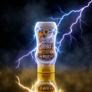 Molho Rabeko Zero de 350ml, embalagem de vidro com rótulo branco e detalhes vermelhos, com molho de sabor intenso.