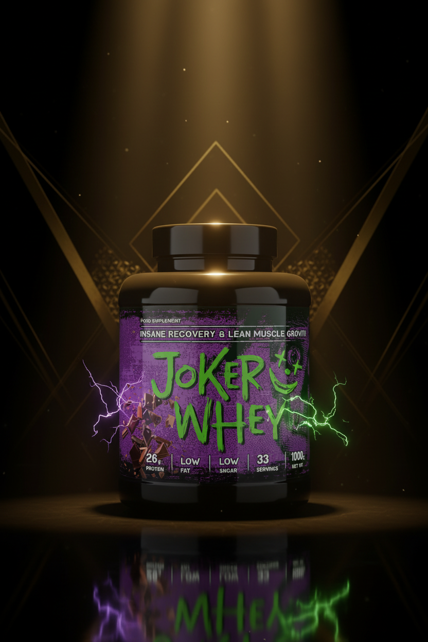 Pote de 2,3kg de whey protein Joker, com embalagem visível e rótulo detalhado, ideal para suplementação esportiva.