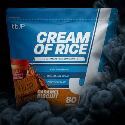 Creme de arroz TBJP sabor caramelo e biscoito, embalagem de 2 kg, com textura cremosa e apetitosa.