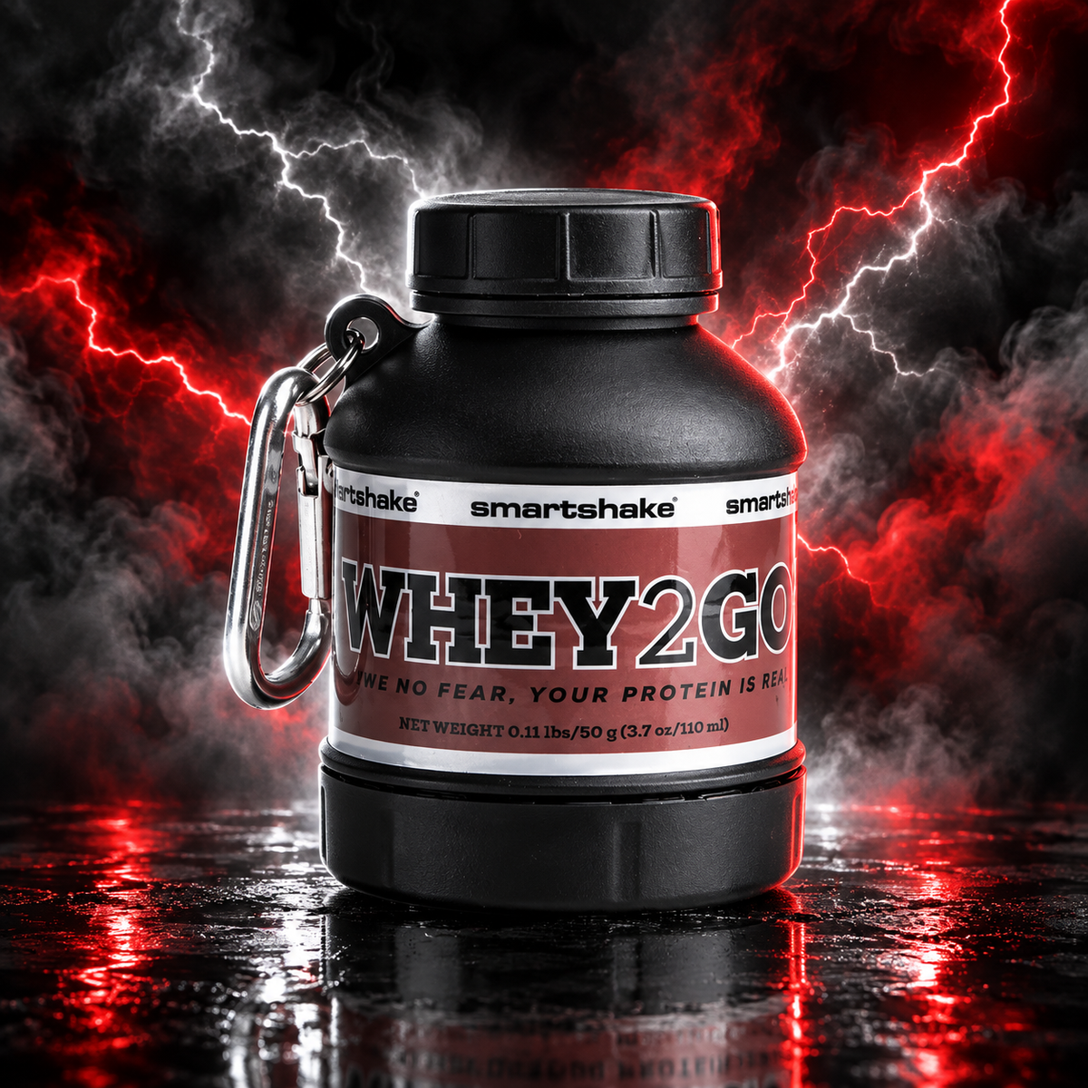 Funil Smartshake Whey2Go DC Comics de 110 ml com cores vibrantes, ideal para misturar suplementos de proteína.