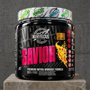 Bebida de suco de frutas Savior 950g da marca Marvellous, com sabor Fruit Punch, em embalagem de pó.