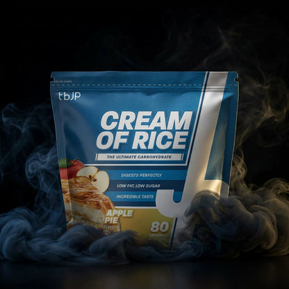 Creme de arroz TBJP de 2 kg com sabor de torta de maçã, embalagem com ilustração de torta de maçã e ingredientes visíveis.